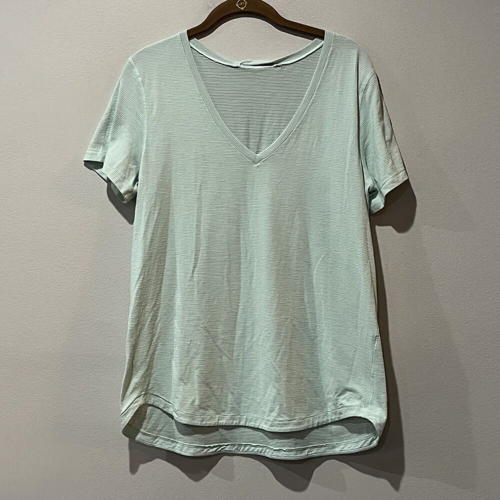 LULULEMON What‎ The Sport Tee Women’s 6 Heathered Sea Mist W3L91S V-neck Luon